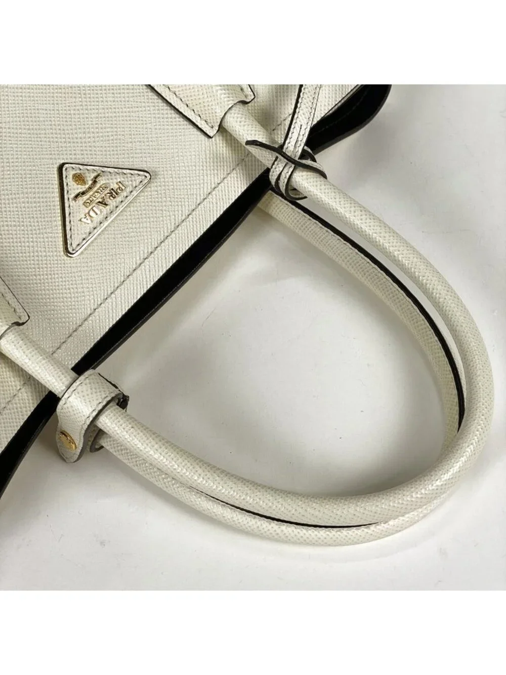 Prada Handbag Double Saffiano Leather White